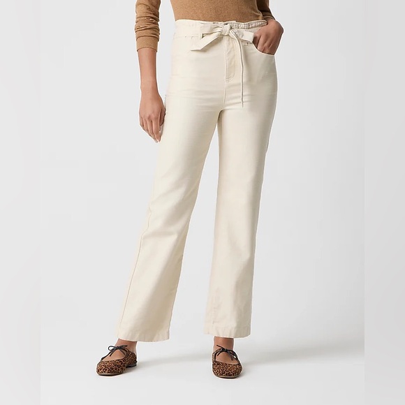 J. Crew Factory Pants - J Crew Factory Women's Twill Paper Bag Pants - Dusty Ivory Size 16 With Tie Belt